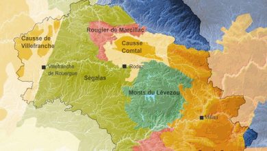 Carte des entités paysagères de l'Aveyron